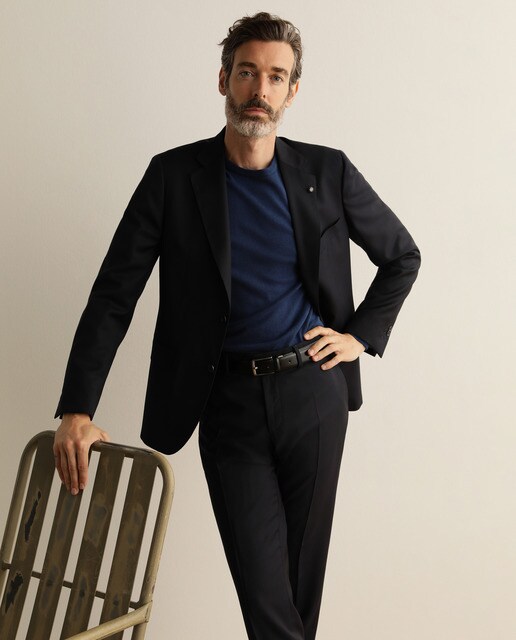 Traje de la colección Black de hombre slim de cuadrillé azul