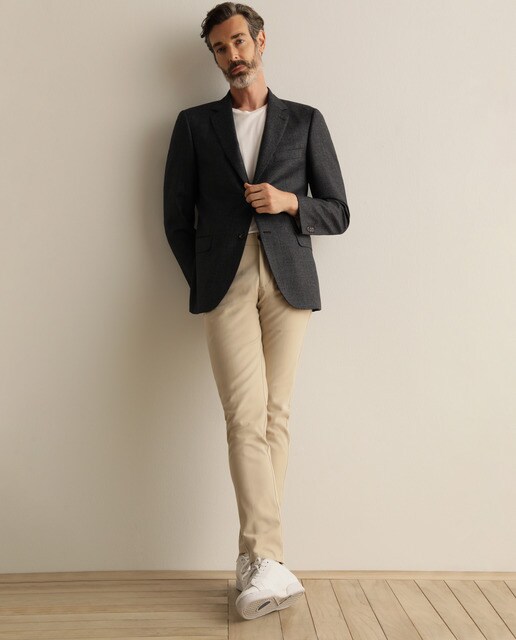Americana de hombre regular pata de gallo azul