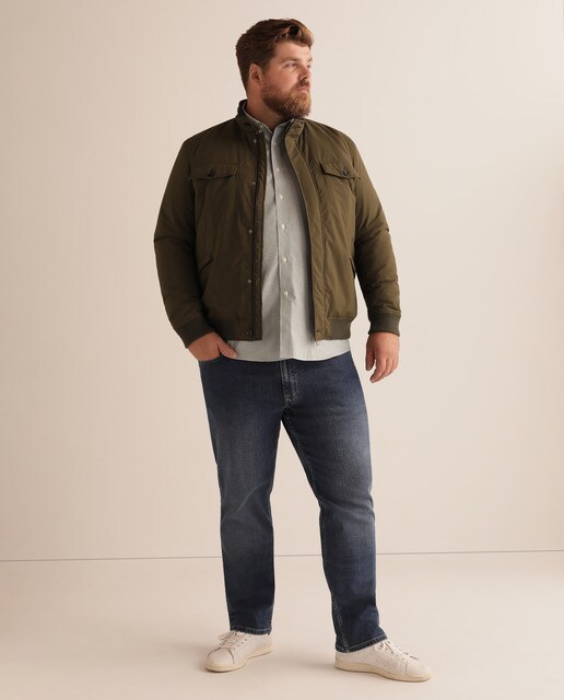 Camisa essential oxford regular às riscas verde tamanhos grandes