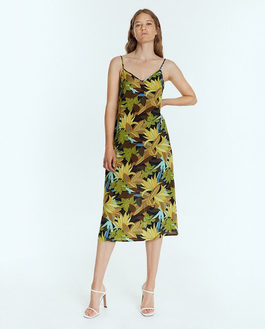 Vestido comprido de alças estampado