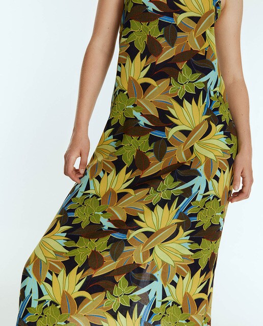 Vestido comprido de alças estampado