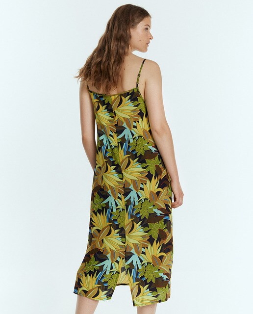 Vestido comprido de alças estampado