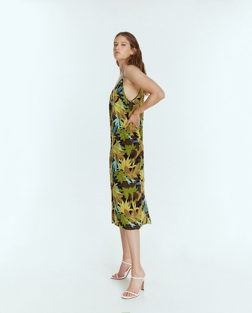 Vestido comprido de alças estampado