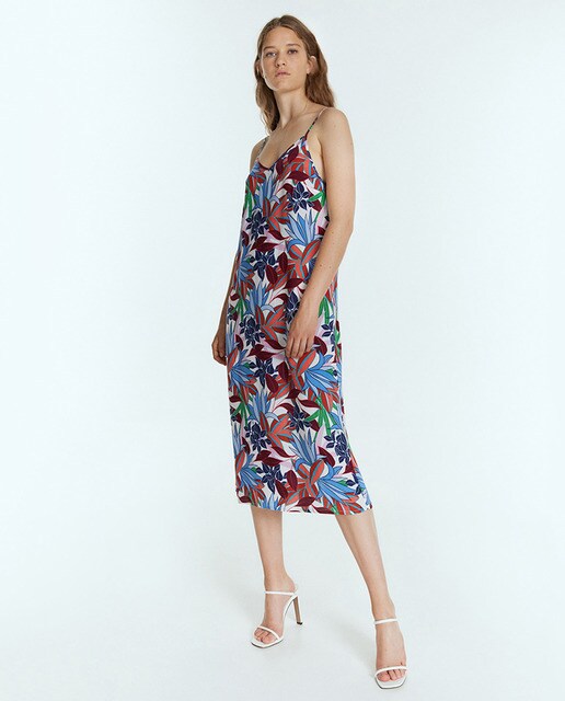 Vestido comprido de alças estampado