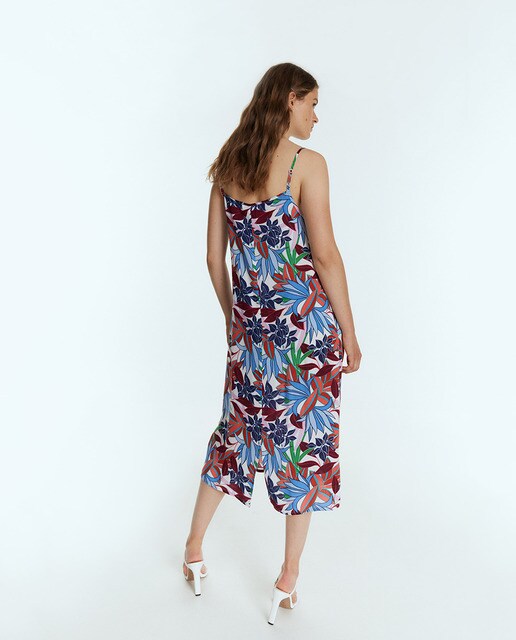 Vestido comprido de alças estampado