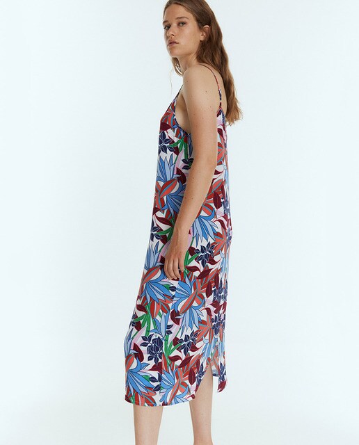 Vestido comprido de alças estampado