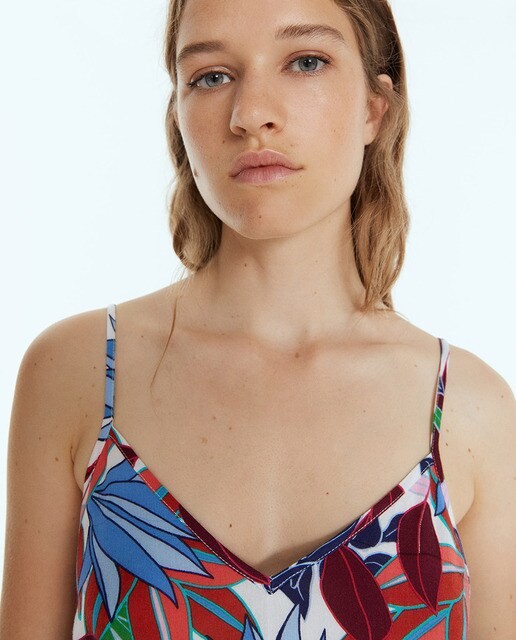 Vestido comprido de alças estampado