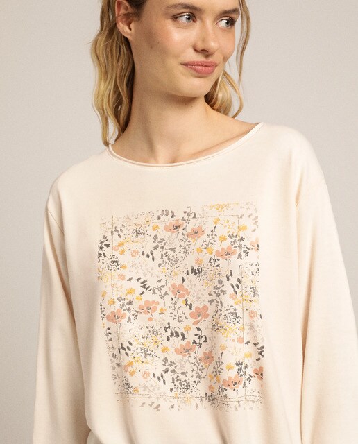 Sweatshirt com seda e estampado floral