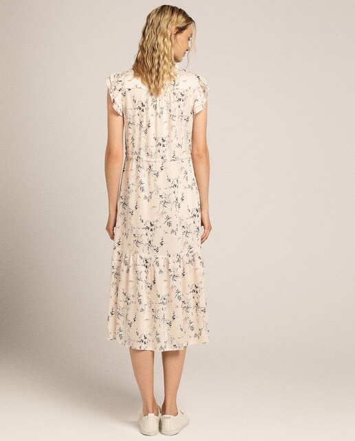 Vestido midi com estampado floral