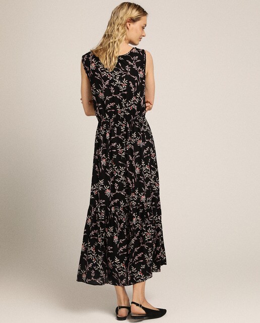 Vestido comprido com estampado floral