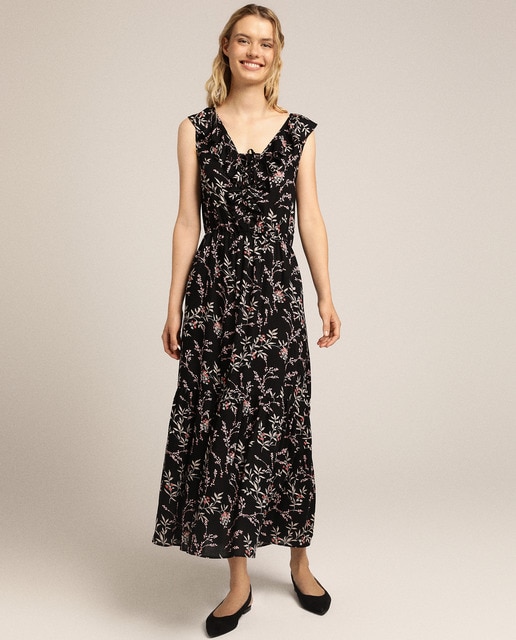 Vestido comprido com estampado floral