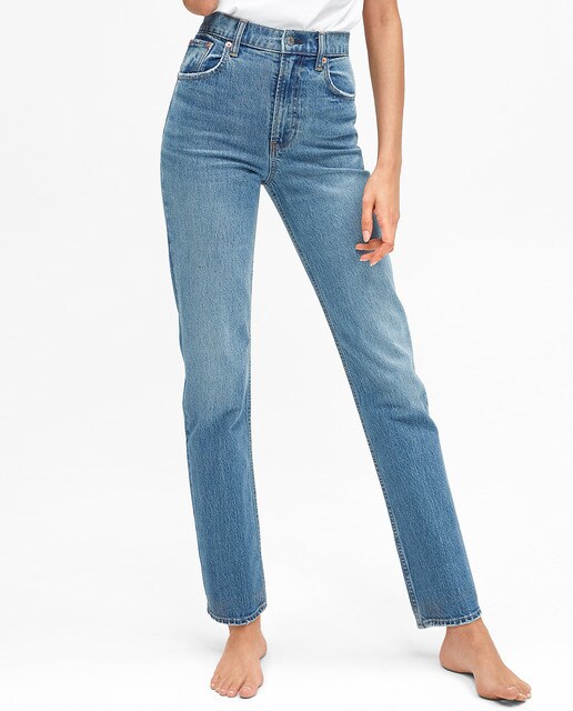 Jeans straight de cintura subida