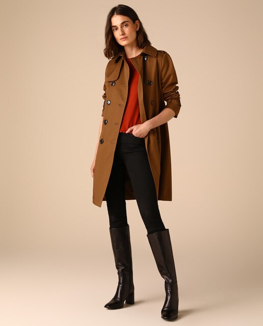 Gabardina clásica de mujer en color liso