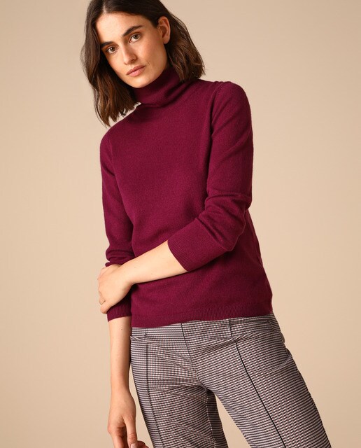 Jersey de mujer 100% cashmere con cuello alto