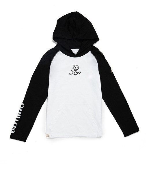 T-shirt bicolor com capuz