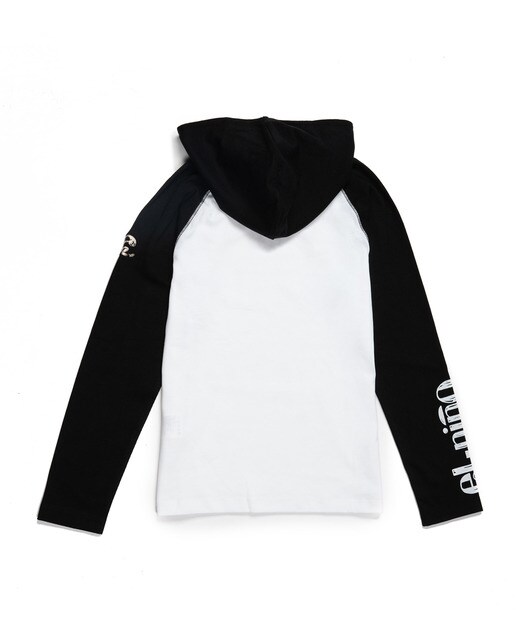 T-shirt bicolor com capuz