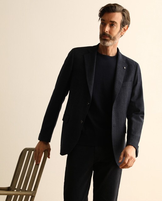 Americana de la colección Black de hombre slim de espiga azul