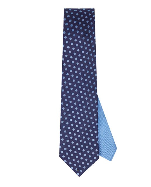 Gravata de seda azul-marinho com estampado de micro desenho
