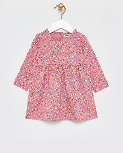 Vestido rosa de bebé com estampado floral