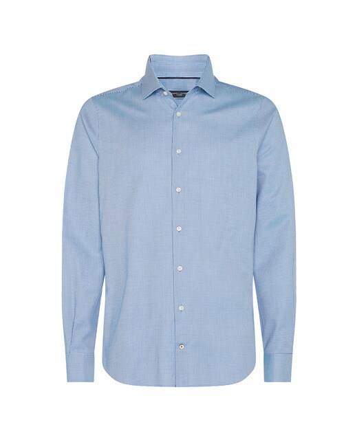 Camisa Fácil de Engomar regular estampada azul de homem