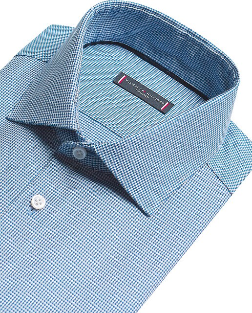Camisa Fácil de Engomar regular estampada azul de homem