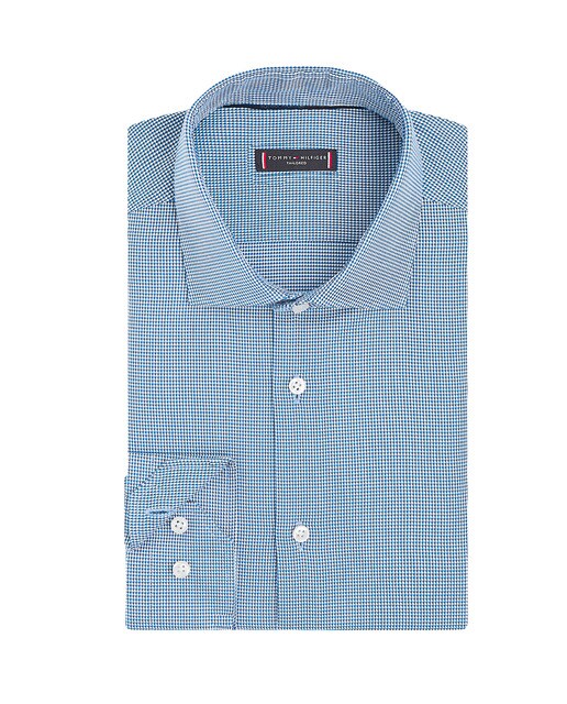 Camisa Fácil de Engomar regular estampada azul de homem