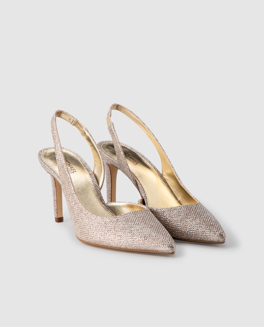 Zapatos de salón de mujer Michael Kors destalonados de color oro