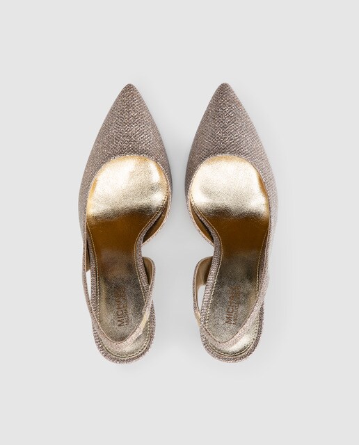 Zapatos de salón de mujer Michael Kors destalonados de color oro