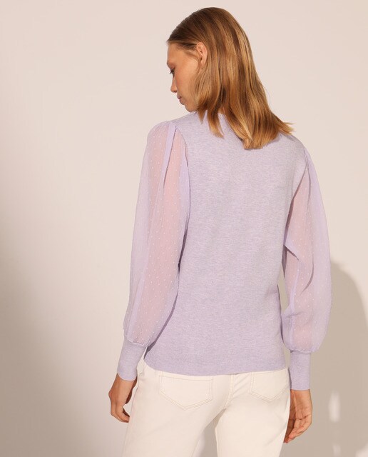 Jersey de mujer con mangas de bambula y cuello pico