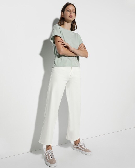 Pantalón ancho crop de mujer