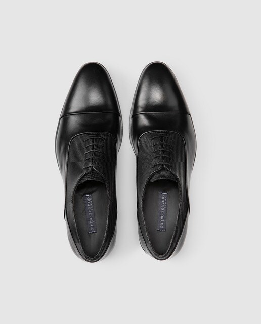 Zapatos de cordones de hombre Sergio Serrano de piel grabada en negro