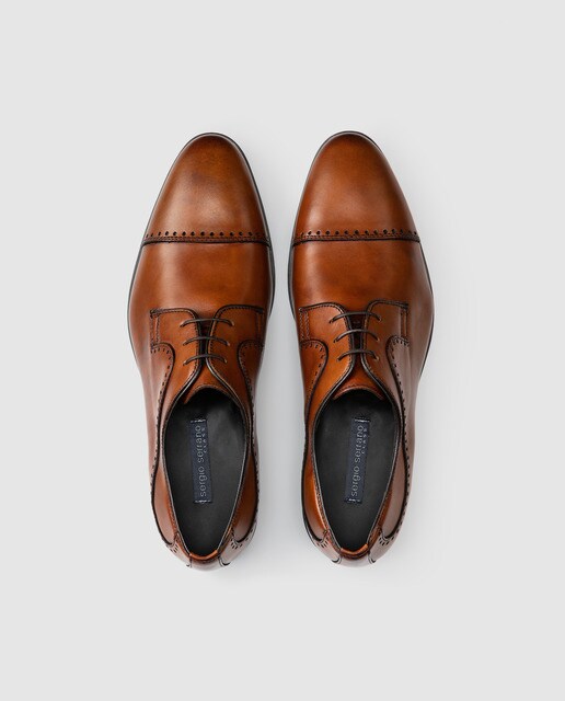 Zapatos de cordones de hombre Sergio Serrano de piel marrón
