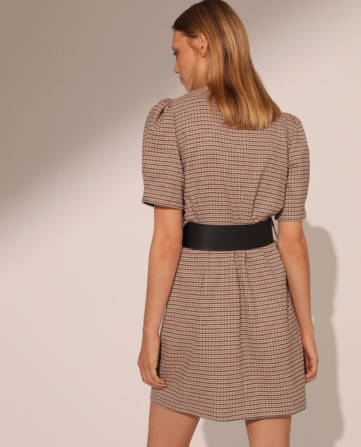 Vestido aos quadrados com cinto