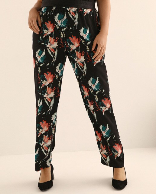 Pantalón de mujer talla grande fluido estampado