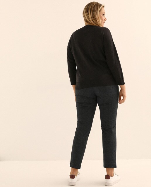 Camisola de malha cruzada tamanhos grandes com renda