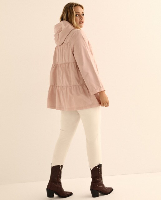 Parka ligera de mujer talla grande con capucha