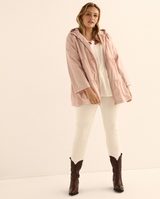 Parka ligera de mujer talla grande con capucha