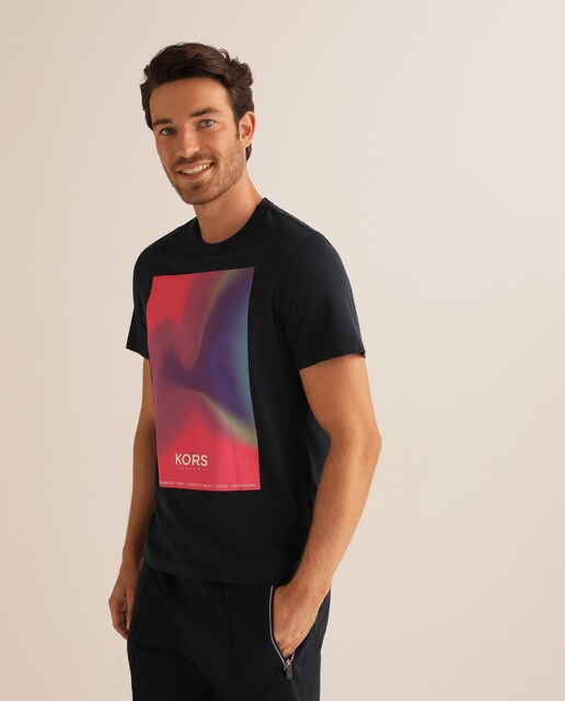 T-shirt de homem azul de manga curta