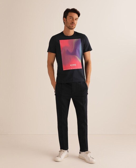 T-shirt de homem azul de manga curta
