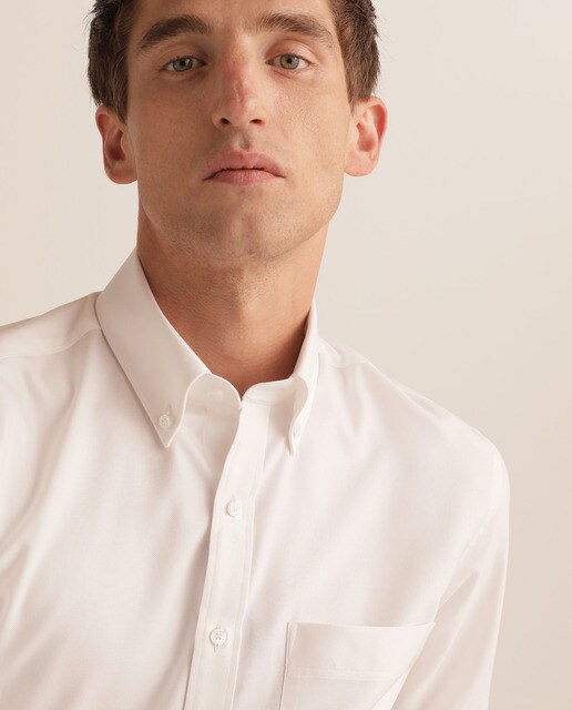 Camisa oxford slim lisa branca de homem