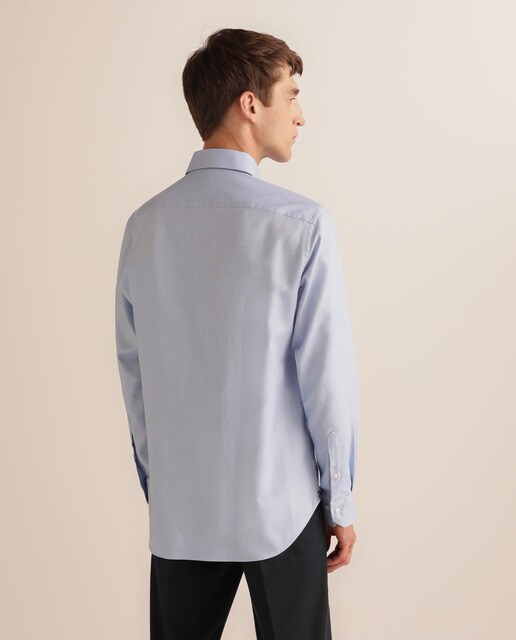 Camisa oxford slim lisa azul de homem