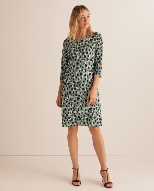 Vestido estampado com aplique
