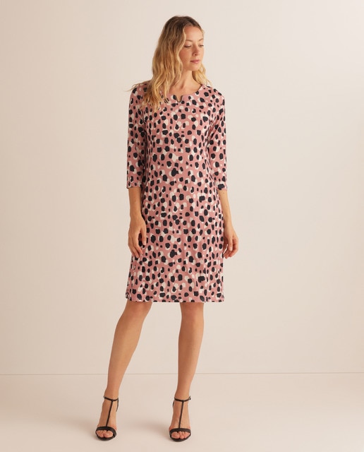 Vestido estampado com aplique