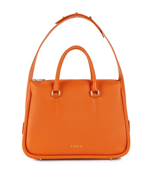 Bolso de mano mediano Furla Ester de piel en naranja con cremallera