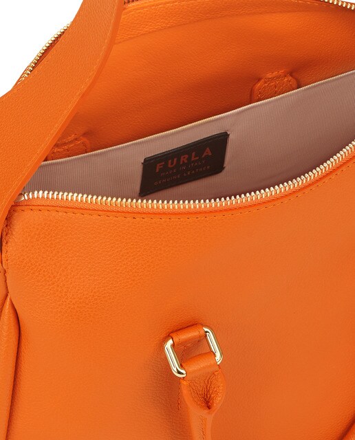 Bolso de mano mediano Furla Ester de piel en naranja con cremallera
