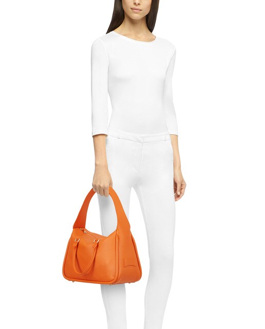 Bolso de mano mediano Furla Ester de piel en naranja con cremallera
