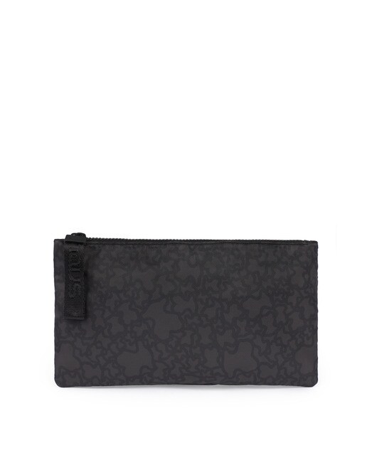 Cartera de mano mediana Tous Kaos Mini Sport de nylon en negro con estampado de logos