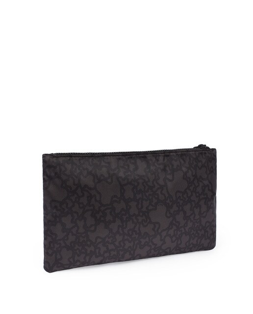 Cartera de mano mediana Tous Kaos Mini Sport de nylon en negro con estampado de logos