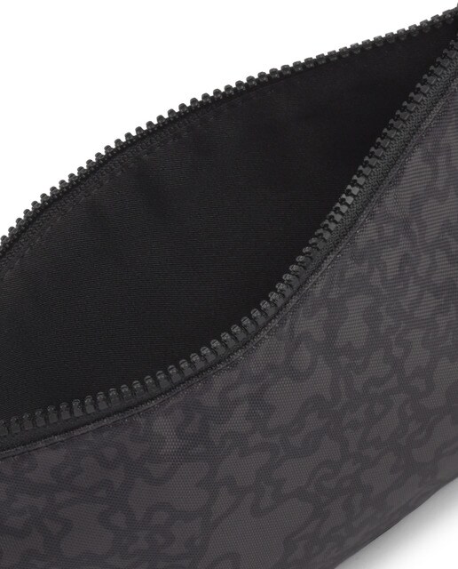 Cartera de mano mediana Tous Kaos Mini Sport de nylon en negro con estampado de logos