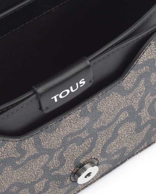 Mala a tiracolo mini Kaos Icon bicolor preta e vermelha com aba de animal print